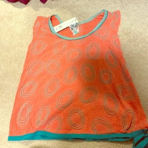 French connection sleeveless beaded blouse